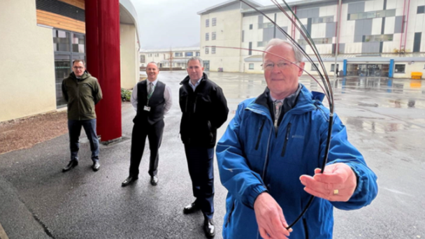 Pictured l-r: Michael Kelly, UK Gov, Scott Steele, HIE’s Scott Dingwall and Cllr Alan Henderson.