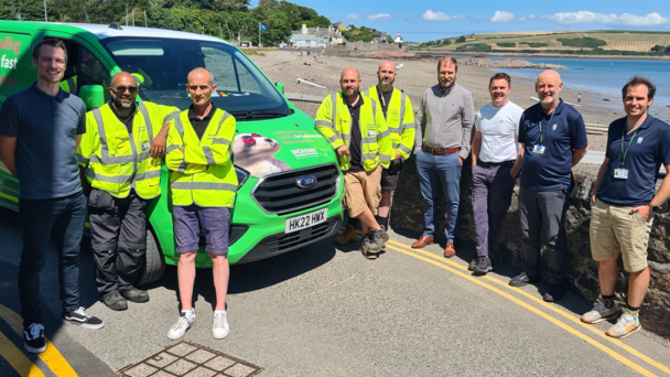 Patrick Hannon- Broadband Team at Pembrokeshire County Council, Michael Odlin - Broadband Team at Pembrokeshire County Council, Simon Vickers – Owner of The Griffin Inn, Paul Miller – County Councillor, Members of the Broadway Broadband team