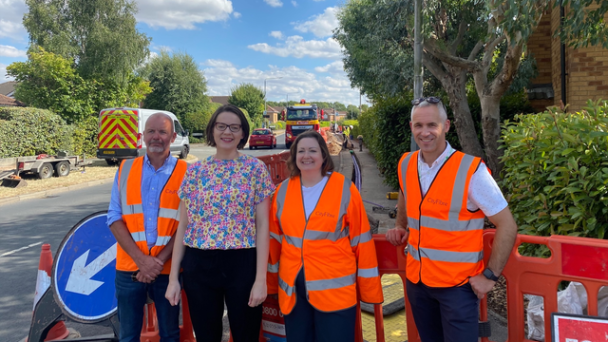 Pictured (l-r): Jonathan Dagley, Area Quality and Assurance Lead CityFibre; Dominika Walker, CityFibre’s Area Manager for Nottingham; Ruth Edwards, MP for Rushcliffe, and Chris Sankey, Head of Area Build CityFibre.