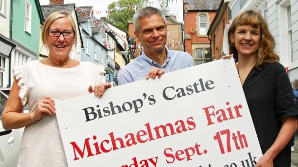 Pictured: Corner, with McKay and Liz Still from the Bishop’s Castle Michaelmas Fair organising committee.